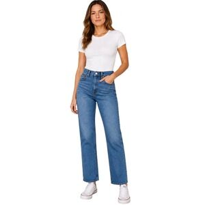 NWT Levis Ribcage Straight Leg Jeans Blue High Rise Denim 25x32 790780008
